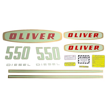 Aftermarket Complete Oliver Early 550 Diesel: Mylar Decal Set  Fits Oliver 550 MAE30-1514